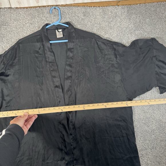 Satin Kimono Robe L/XL Ruffles Flutter Sleeve Open Front Dark Romantic Goth - Picture 5 of 10